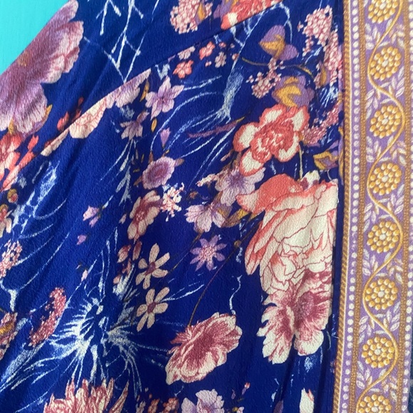 Floral Kimono Jacket Boho Vibrant Colors Swim Coverup Beach Blue Pink Festival - Picture 4 of 8